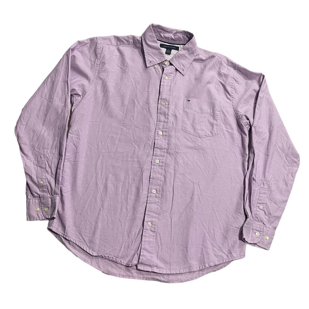 Tommy Hilfiger Button Up Shirt Mens Large Purple 100% Cotton 0835620 C837827427
